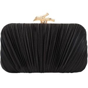 Black Clutch Purses for Women Evening Bag Pleated Clutch Bag with Chain